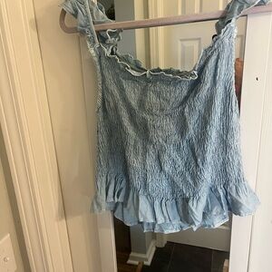 NWT Women's Blue Ruffled Top